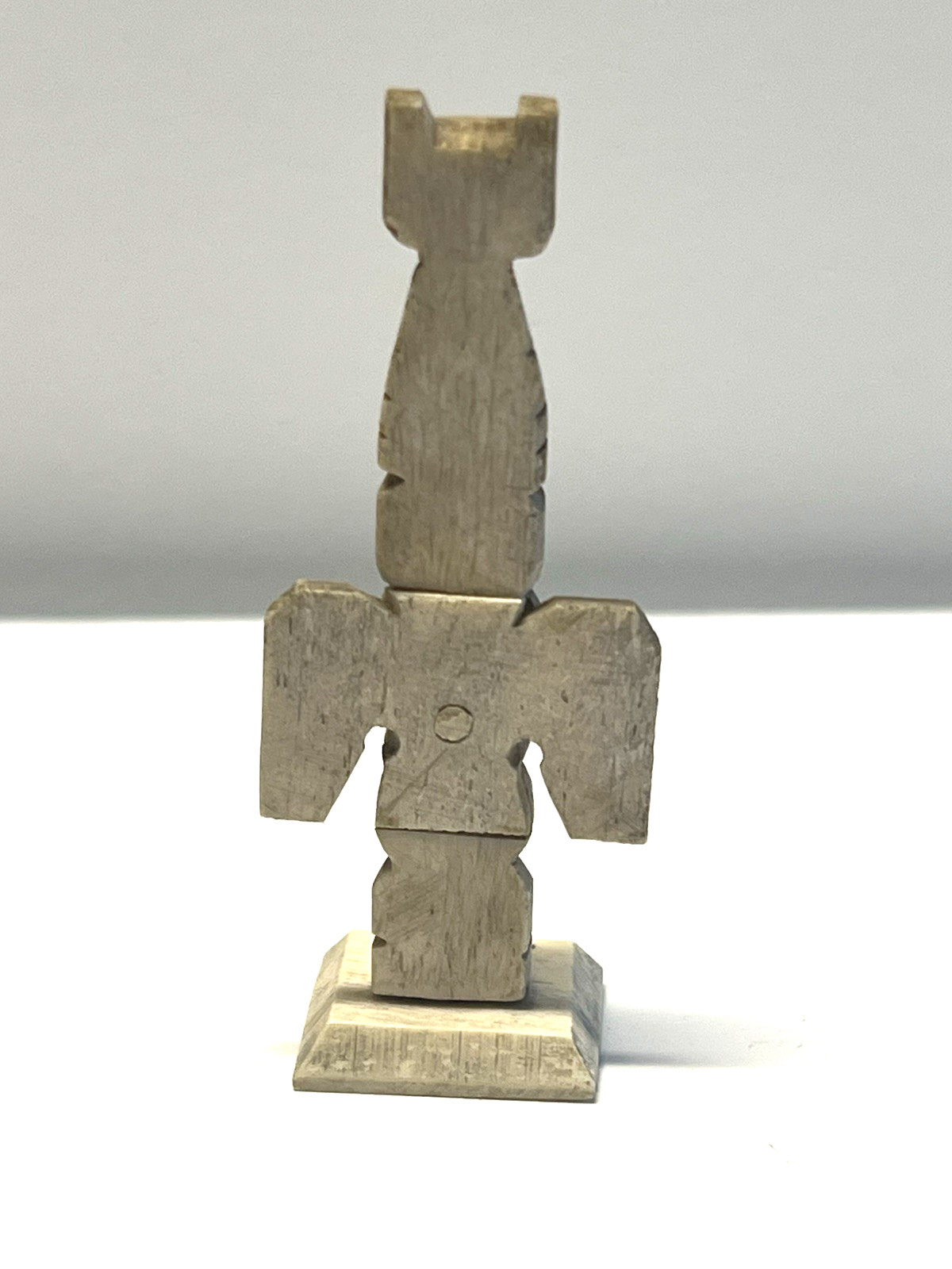 Original Inuit Eskimo Hand Carved Totem; Early 1900's; Miniature 3 1/4"; Lot #A2