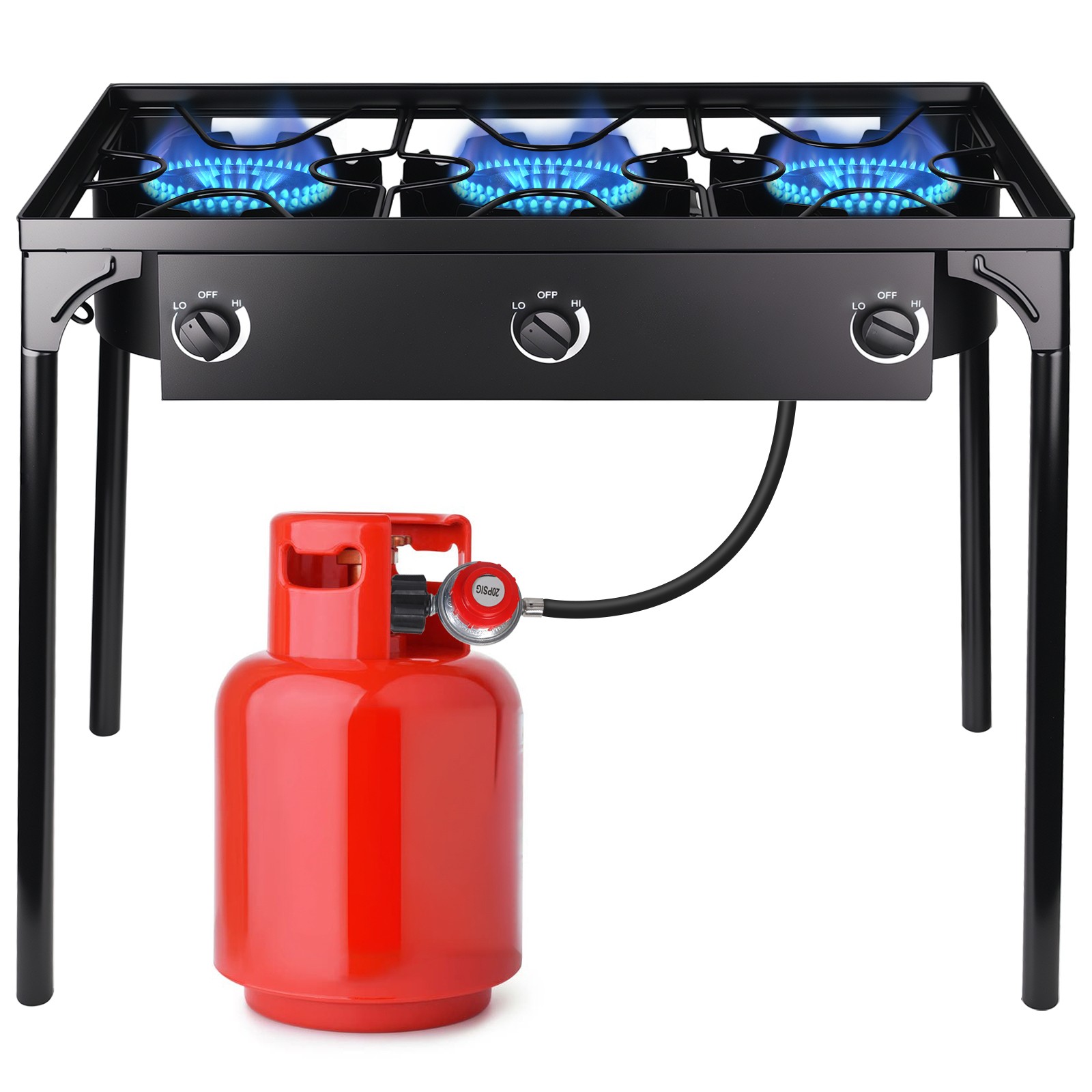 Hot 225000 BTU Propane Stove 3 Burner Gas Outdoor Portable Camping BBQ Grill US