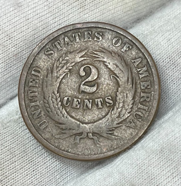1864 US 2 Cents Piece Coin