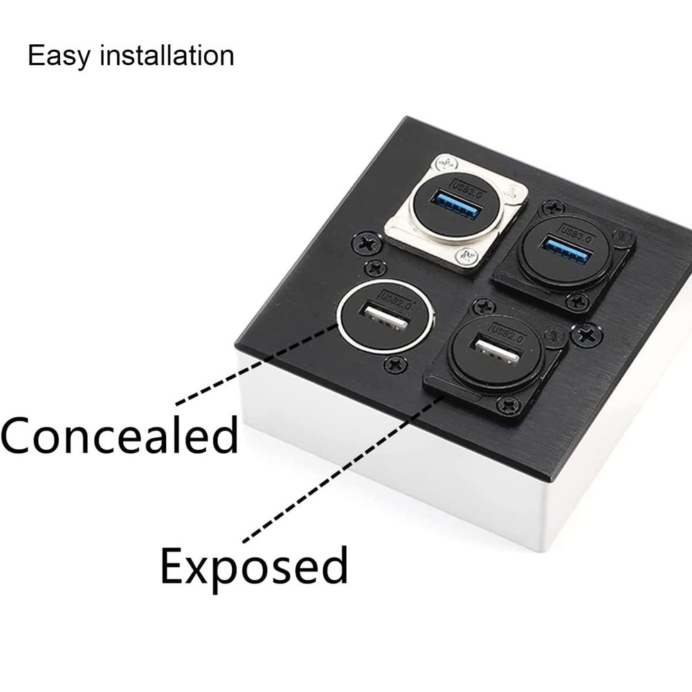 PENGLIN 2PCS USB2.0 Panel Mount Terminal Connector,USB 2.0 Type A Silver