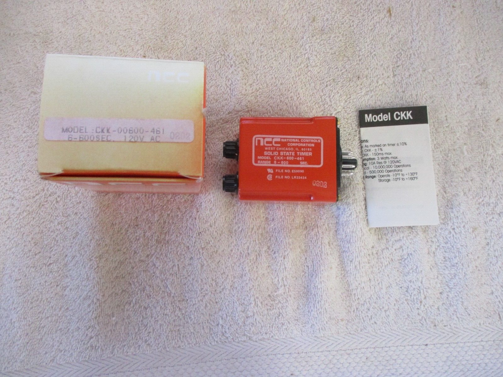 NIB ncc Solid State Time Delay Relay 6-600SEC 120V CKK-00600-461