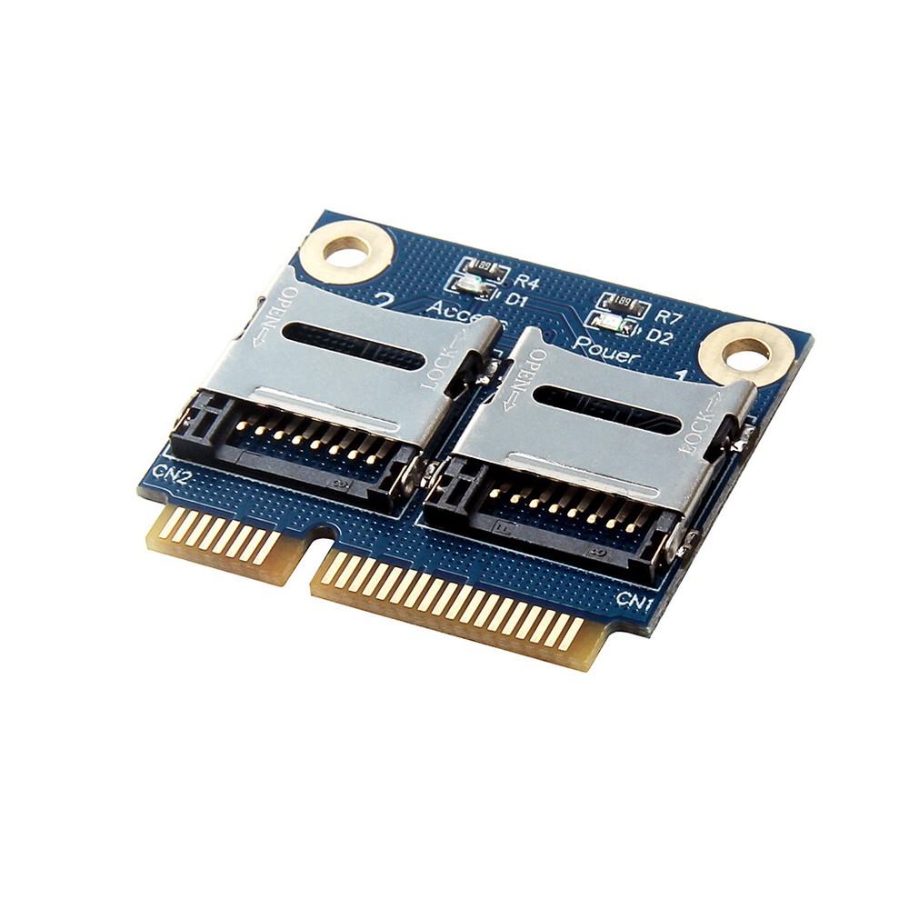 Mini PCI-E PCIE Memory Card Adapter PCI-E to Dual TF SDHC SDXC Reader Converter