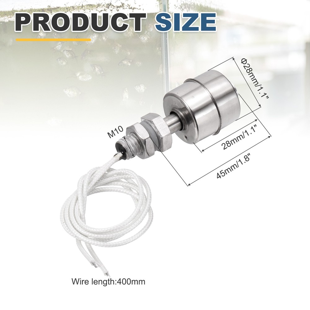 Float Switch 45mm Rod 0.5A Vertical Single Float for Pump/Alarm 1 Pcs