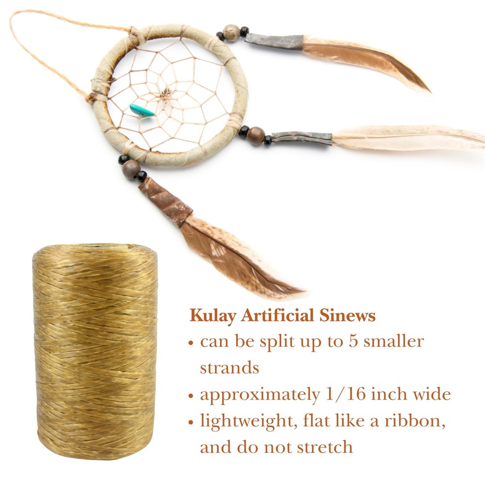 Kulay Artificial Deer Sinew Natural Waxed Flat Polyester Thread for Beading, ...