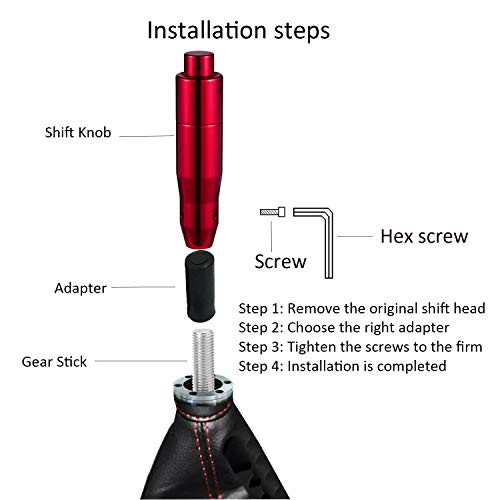 Automatic Shift Knob with Push Button Shifter Gear Stick Shifting Lever Red