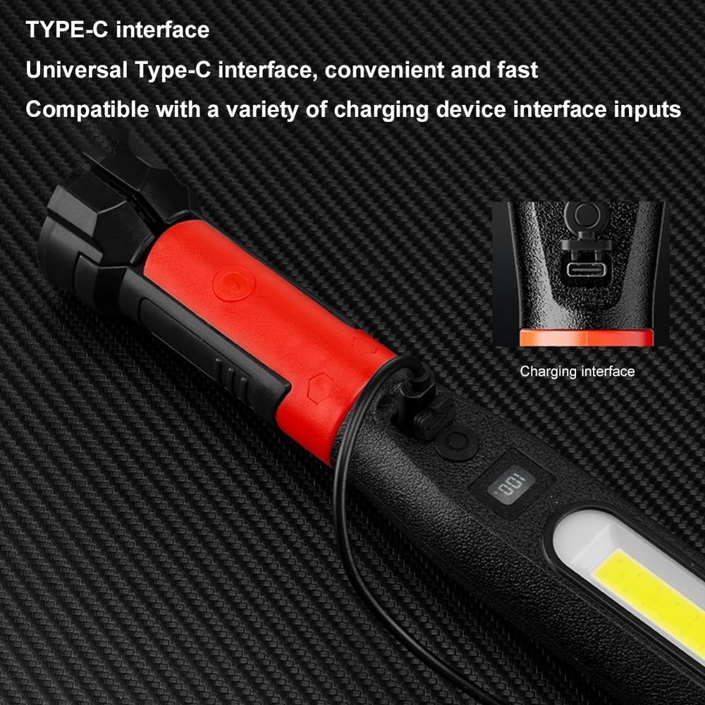 Magnetic Led Work Light USB Rechargeable Flashlight Handheld/Hanging Workshop