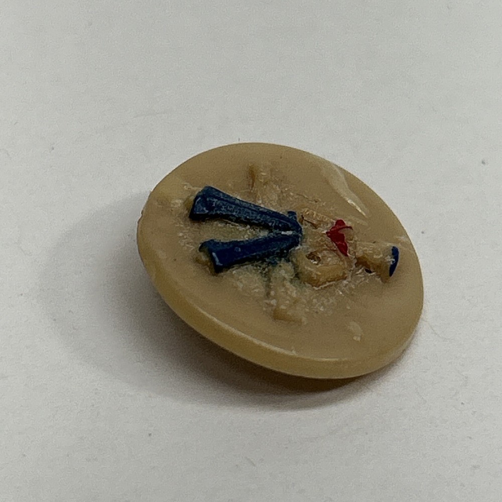 Vintage Celluloid Early Plastic Tan Sewing Button Sailor