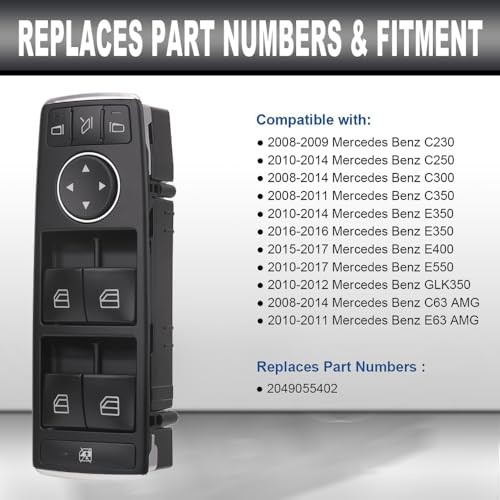 Master Power Window Switch Button Front Driver Side Compatible with 2008–2017