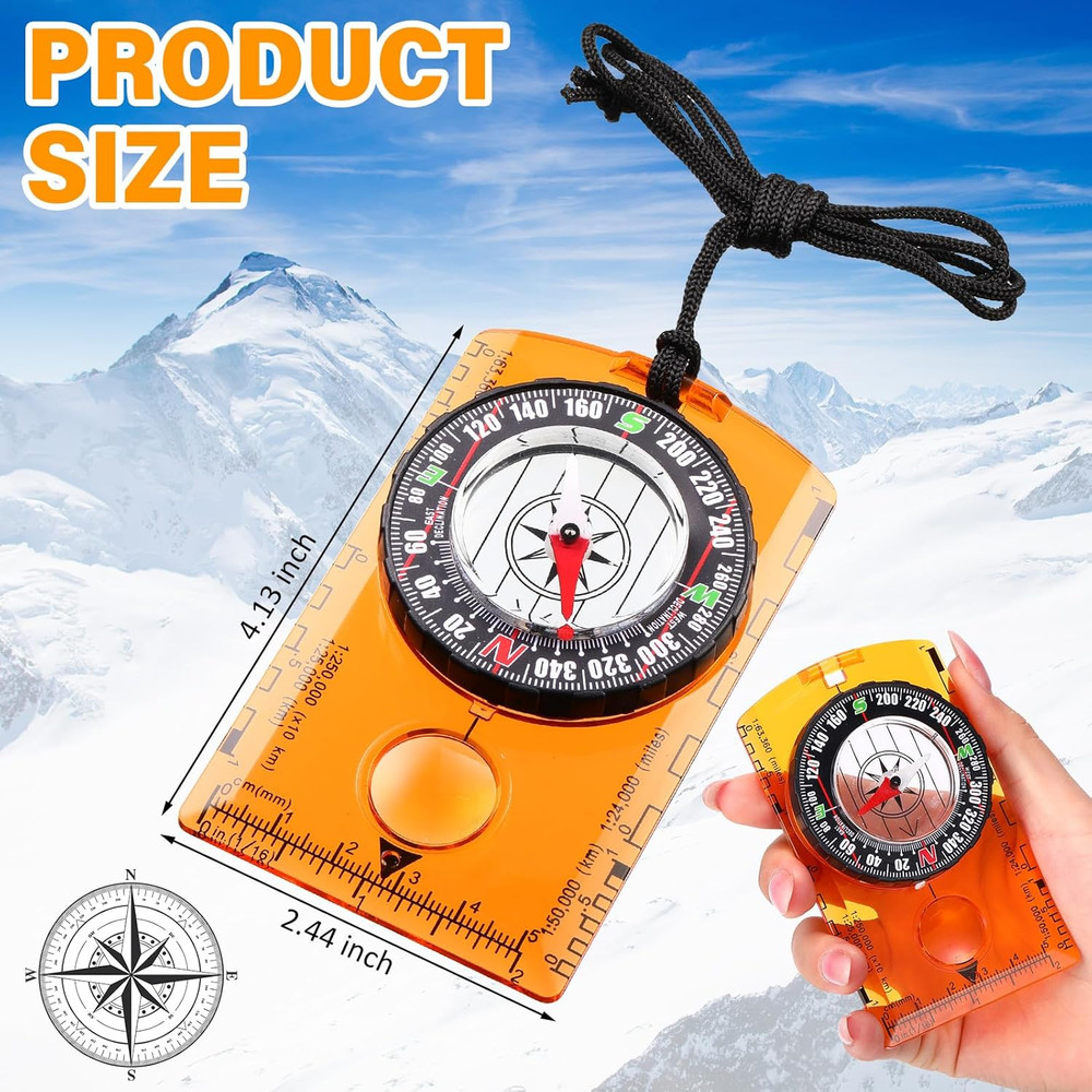 20 Pack Orienteering Compasses Hiking Map Reading Backpacking Orange Survival