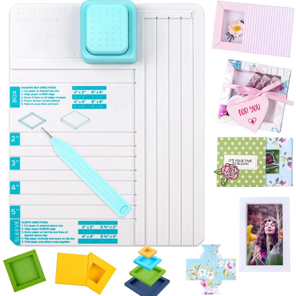 Shadow Box Punch Board for DIY Making 2"，3", 4", 5" Shadow Boxes and Slee