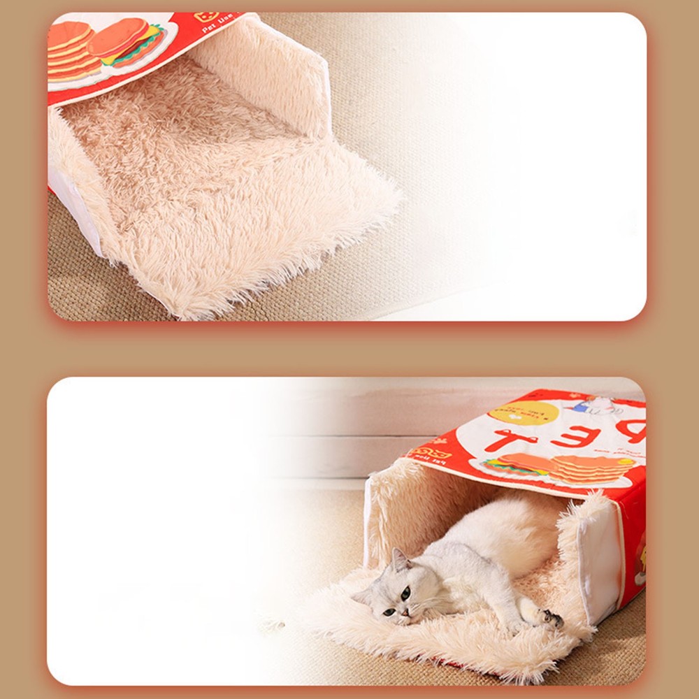 Snack Box Cat Bed Cartoon Rectangular Fully Enclosed Four Season Universal