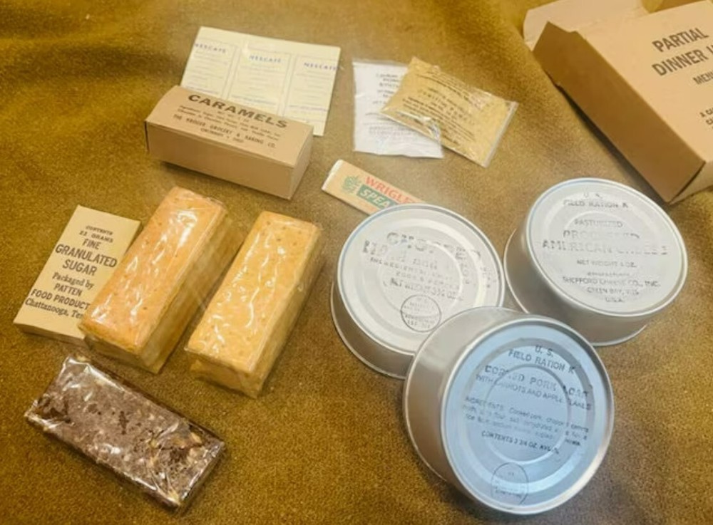 World War II Edible Rations - Partial Dinner Unit - Reproduction Box and Can