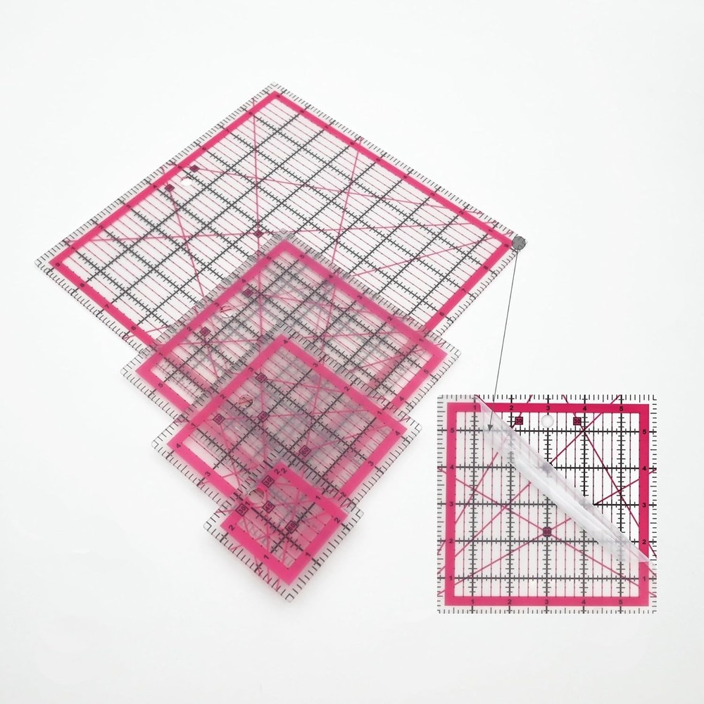 Complete 4-Piece Clear Ruler Set for Precision Sewing & Crafting Essentials