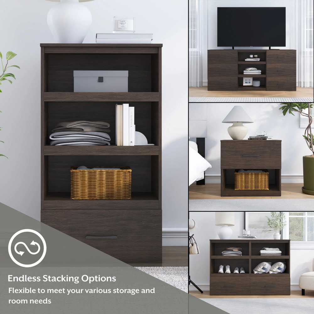 Ardent Open Shelf Modular Storage System, Walnut