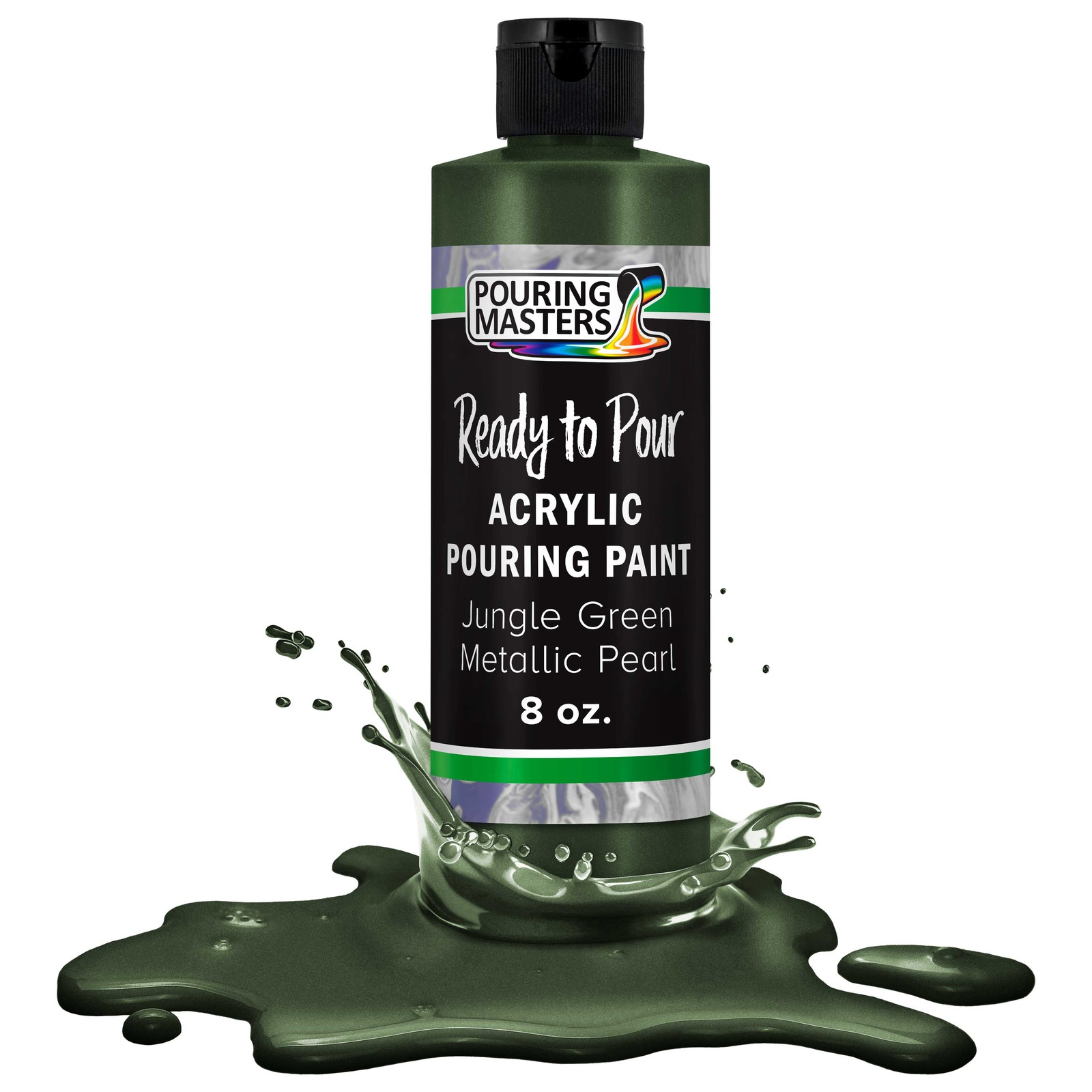 Pouring Masters Jungle Green Metallic Pearl 8oz Bottle Water-Based Acrylic Paint
