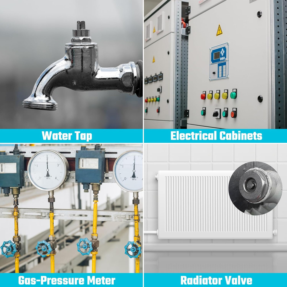 4 Way Sillcock Key with Bit, Multi-Functional Water Key, Cross Key, 1-Pack, for