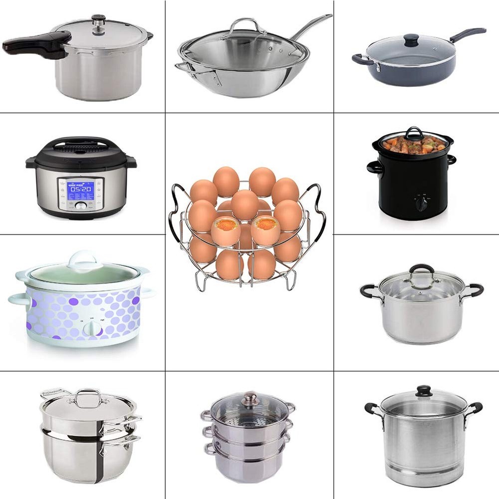 Stackable Egg Steamer Rack Trivet 9 holes with Heat Resistant Handl... Fast Ship