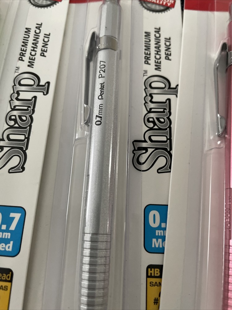 4 X Pentel Sharp Premium Mechanical Pencil P207 0.7mm Medium HB Lead #2 Multiclr