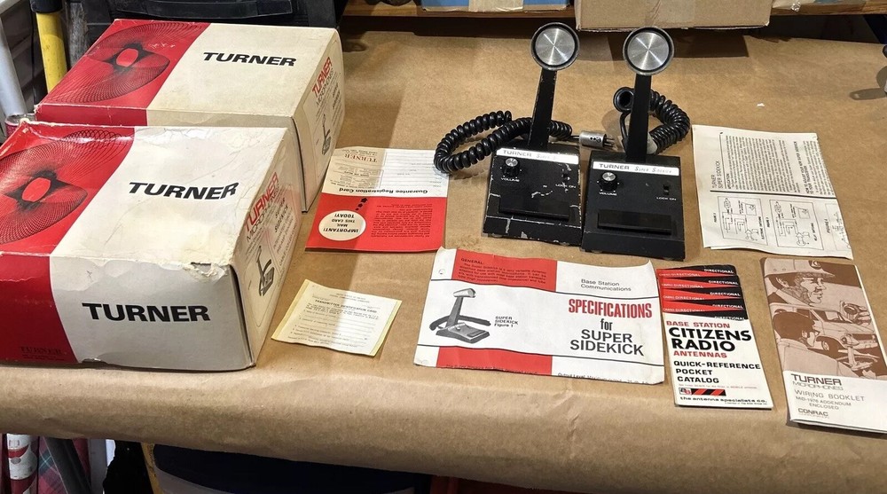 2 Turner Super Sidekick CB Radio 5 Pin MICROPHONEs Untested With Boxes