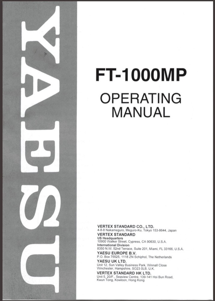 CDROM: YAESU FT-1000MP OPERATING & SERVICE MANUAL TECHNICAL SUPPLEMENT PDF