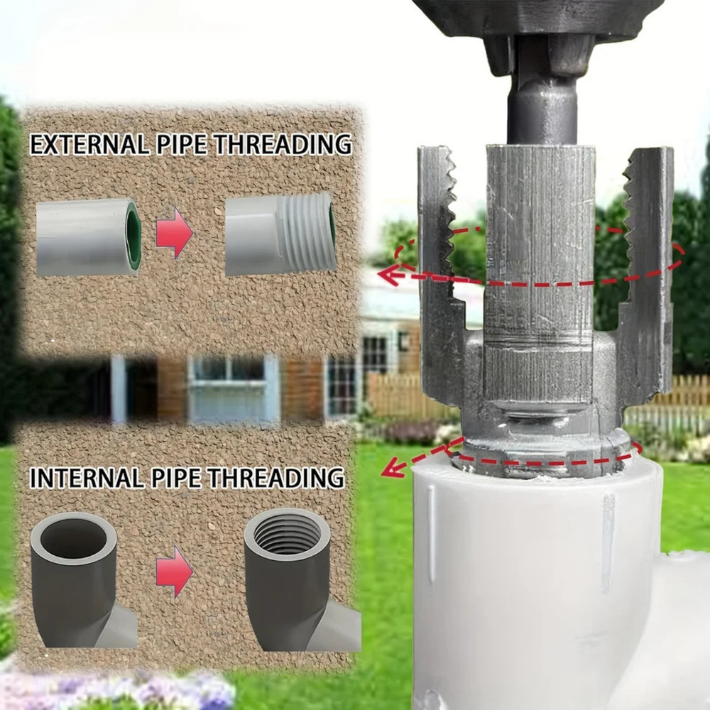 2pcs Integrated Internal & External Pipe Threading-Tool,PVC Pipe Threader Kit