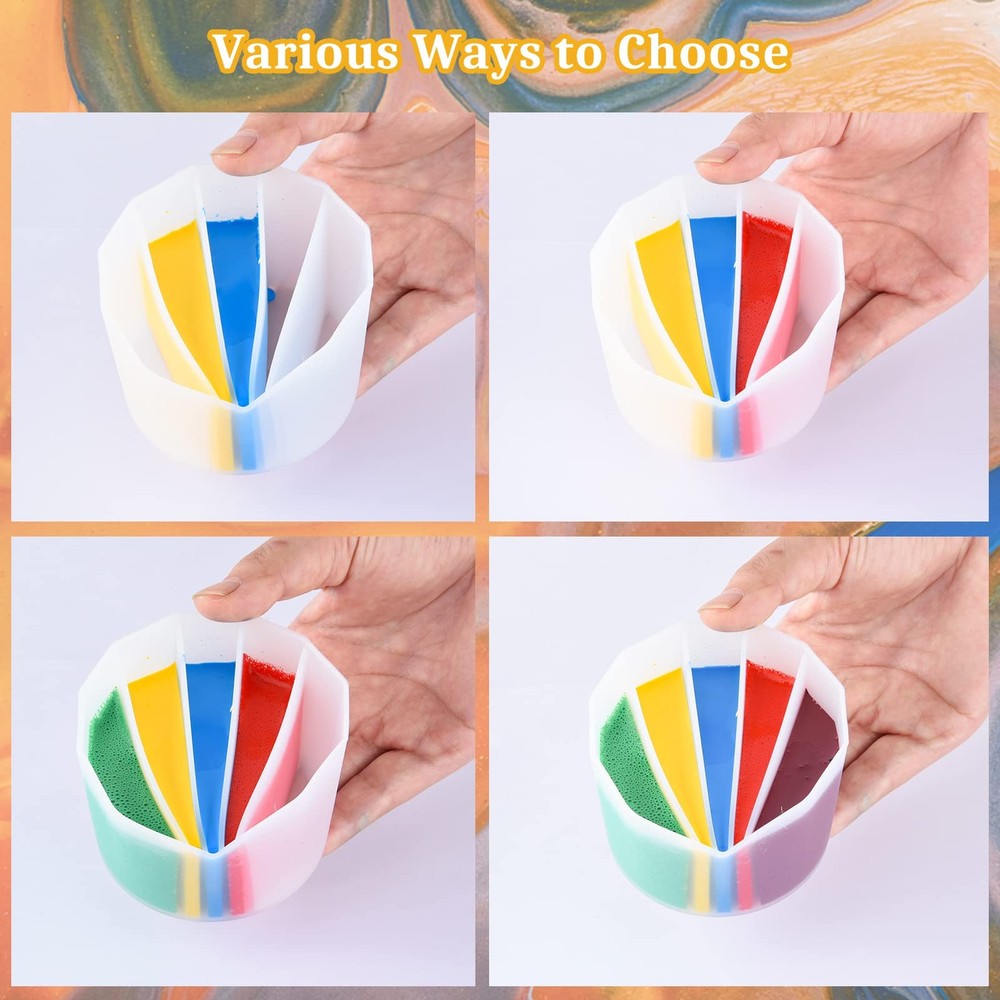 4 Pcs Split Cups for Paint Pouring, Silicone Split Cup Fluid Art Split Cup Re...