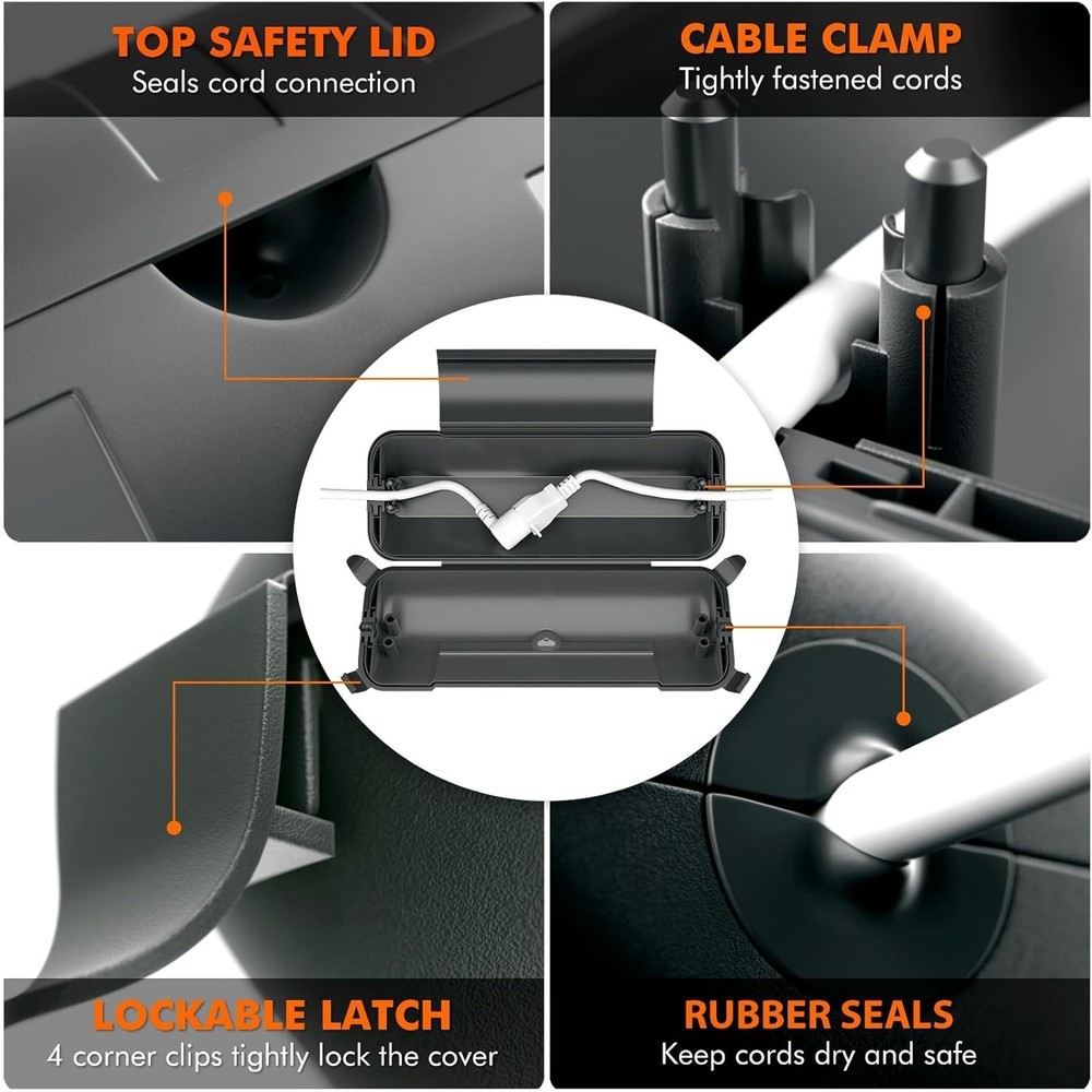Weatherproof Power Cord Enclosure - Waterproof Electrical Connection Box