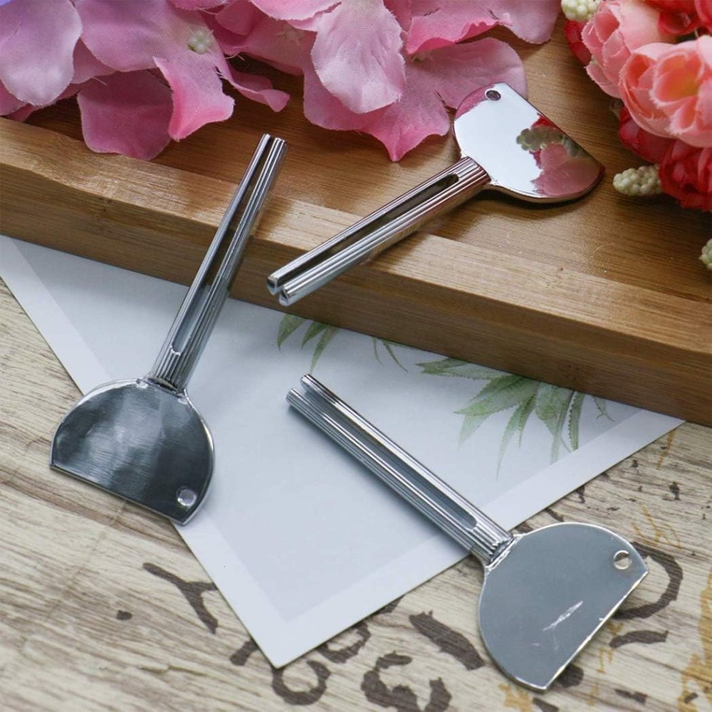 2 Pcs Silver Toothpaste Squeezer Stainless Steels Tube Squeezer Keys Salon Tooth