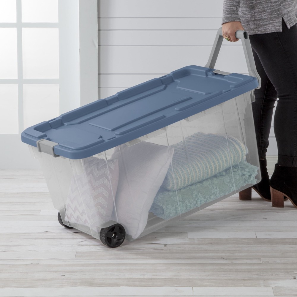 Sterilite 160 Quart Extra-Large Wheeled Storage Bin, Clear Storage Container