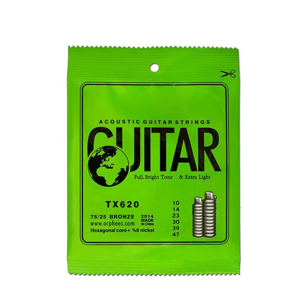 5 Pack Orphee TX620 Acoustic Guitar Strings Phosphor Bronze Extra Light