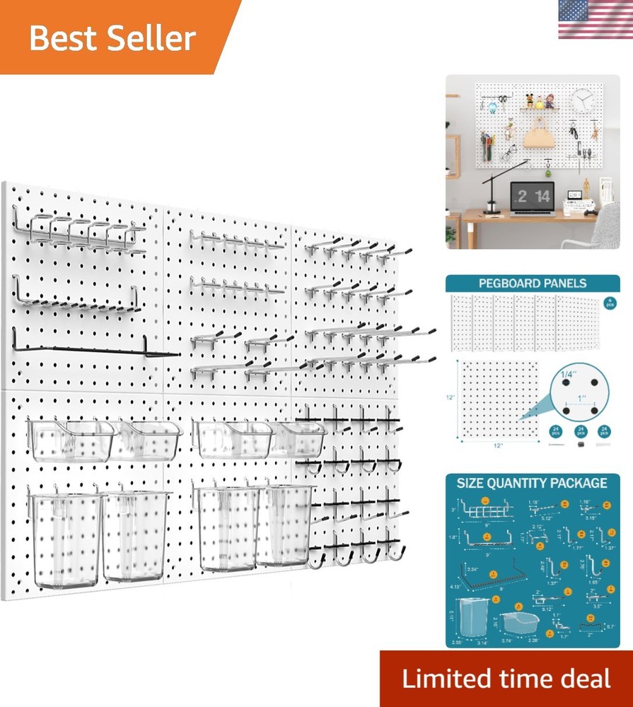 Peg Board Kit, Includes Pegboard and Accessories,with Hooks and Bins,Peg Boar...
