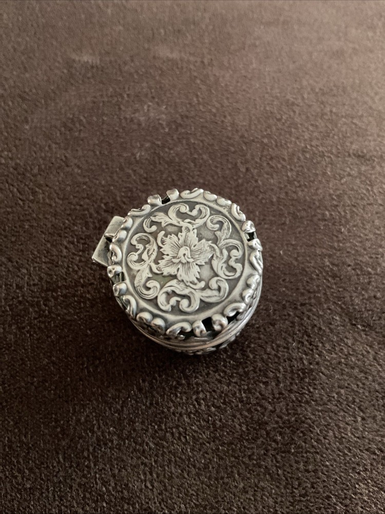 Antique Webster Sterling Silver Chatelaine Thimble Case Holder with Hanging Loop