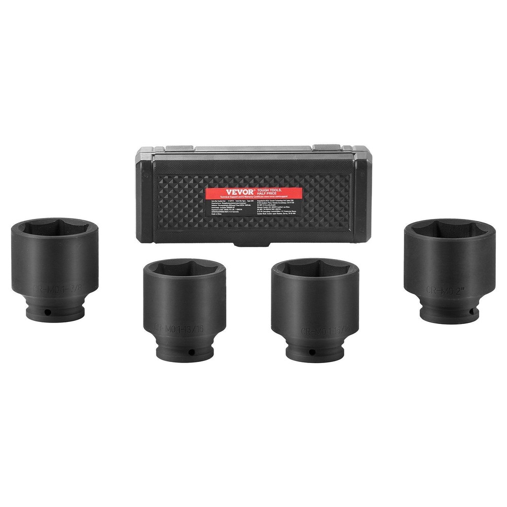 1/2in Drive CR-MO 4-Piece Axle Nut Impact Socket Set 6-Point
