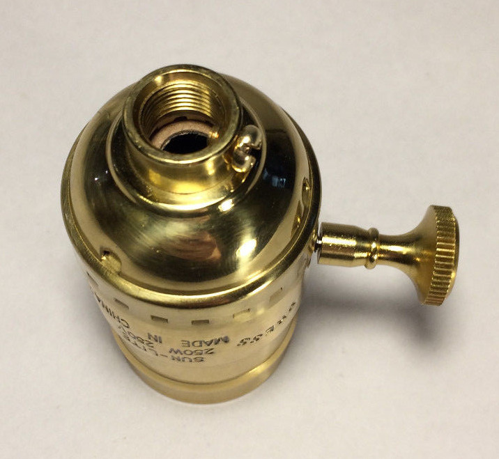 3-Way Function Polished Solid Brass Industrial Style Turn Knob Lamp Socket SO273