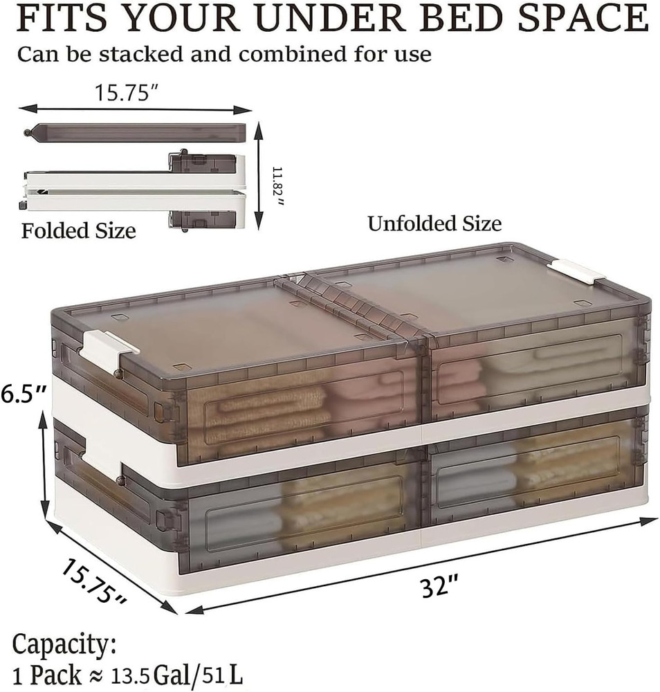 Under Bed Storage Containers, Stackable under Bed Rolling Storage Plastic Contai