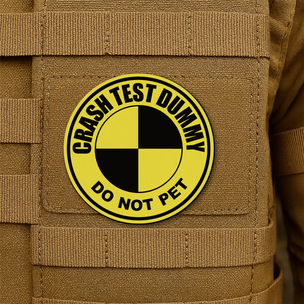 Crash Test Dummy Funny Morale Patch, 3" Round Hook & Loop Plate Carrier Patch