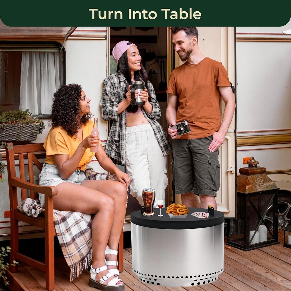 FEBTECH 27.5 inch Round Firepit Lid - Perfect Fit for 27" Smokeless Fire Pits