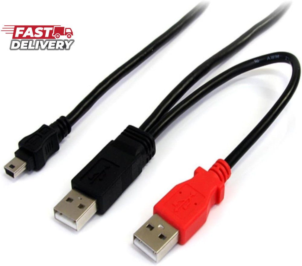 Startech.Com 1 Ft USB Y Cable for External Hard Drive - USB a to Mini B - USB Ca