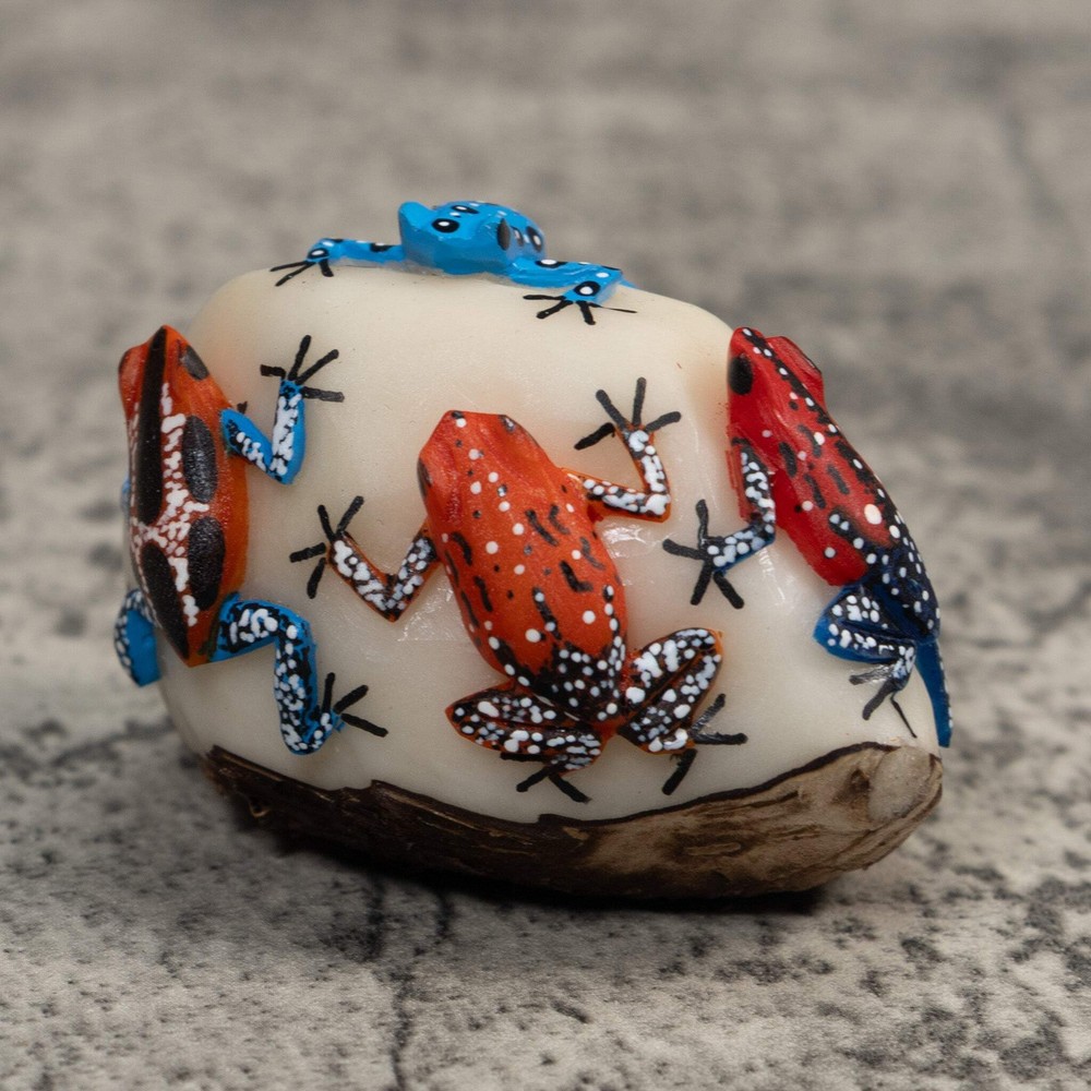 Multiple Poison Dart Frog Tagua Carving