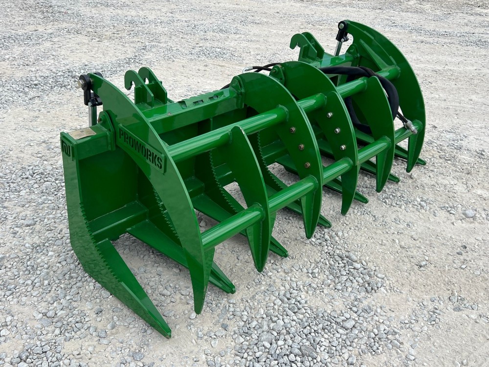 Proworks 72" Root Rake Clam Grapple Attachment John Deere Compact Tractor Loader