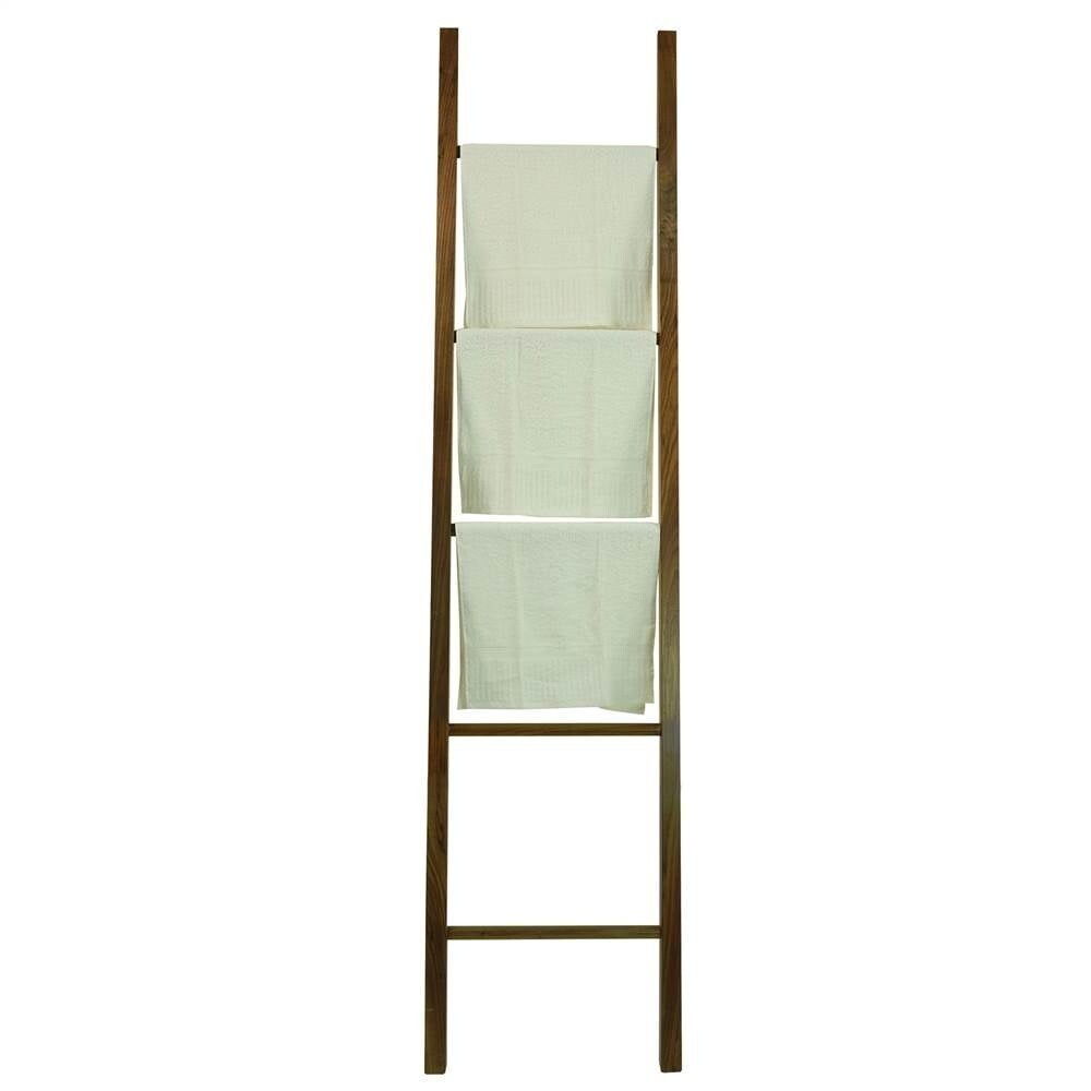 Solid Walnut Decorative Ladder 5 Step Leaning Rack Home Decor Storage Display US