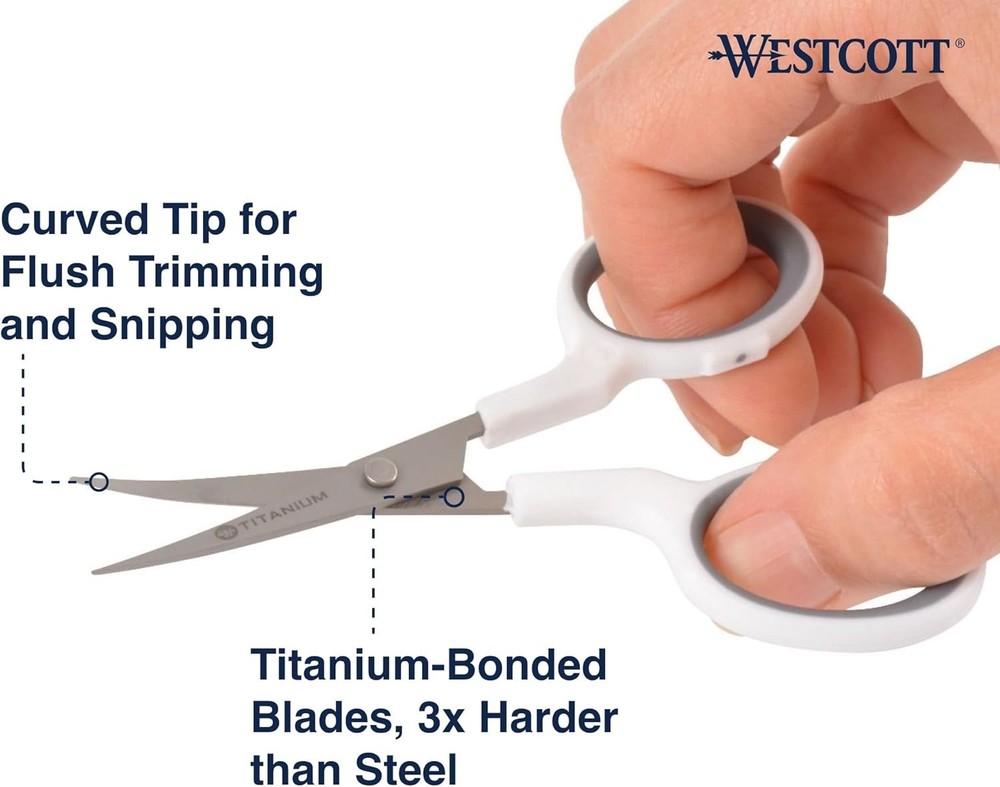 4" Titanium-Bonded Embroidery Scissors - Precision Crafting Tool in White/Gray