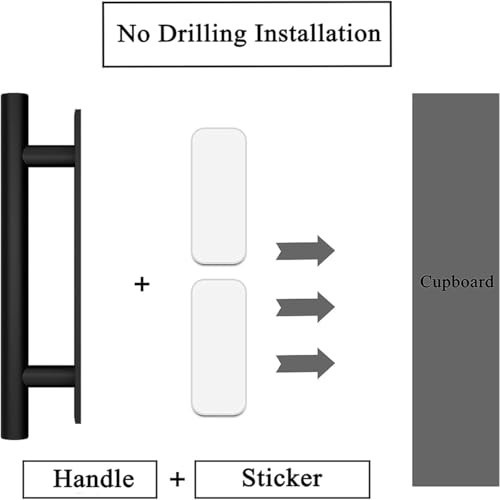Self-Stick Push Pull Cabinet Handles - Black ABS Plastic Drawer & Door Pulls (30