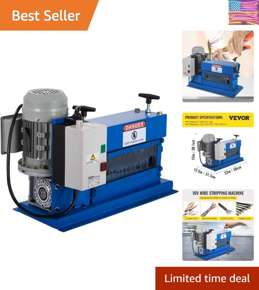 Cable Wire Stripping Machine 18 AWG - 1" OD Wire Range, Portable Powered Wire...