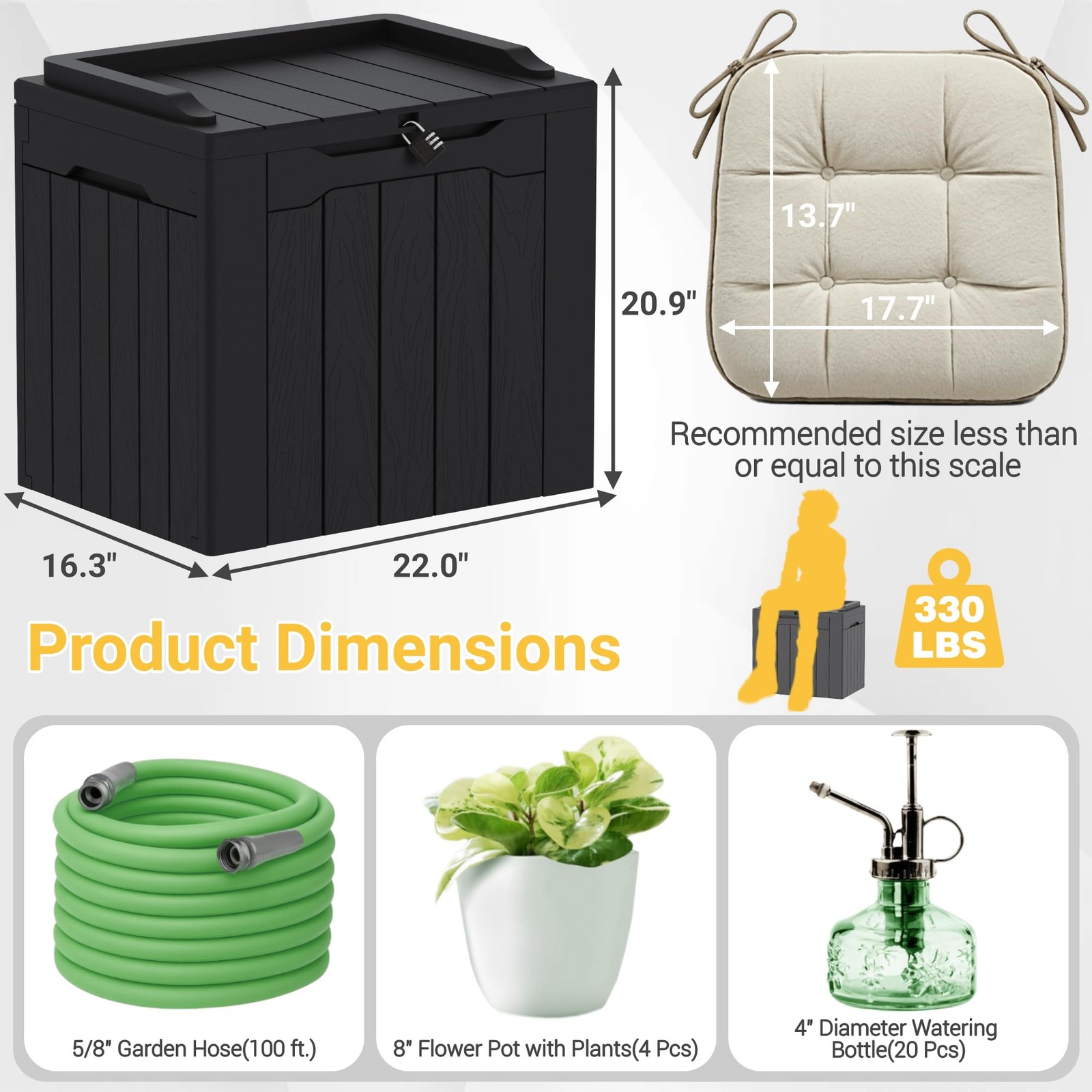 Outdoor Storage Box 31 Gallon Storage Box with Lid for Patio Furniture, Garde...