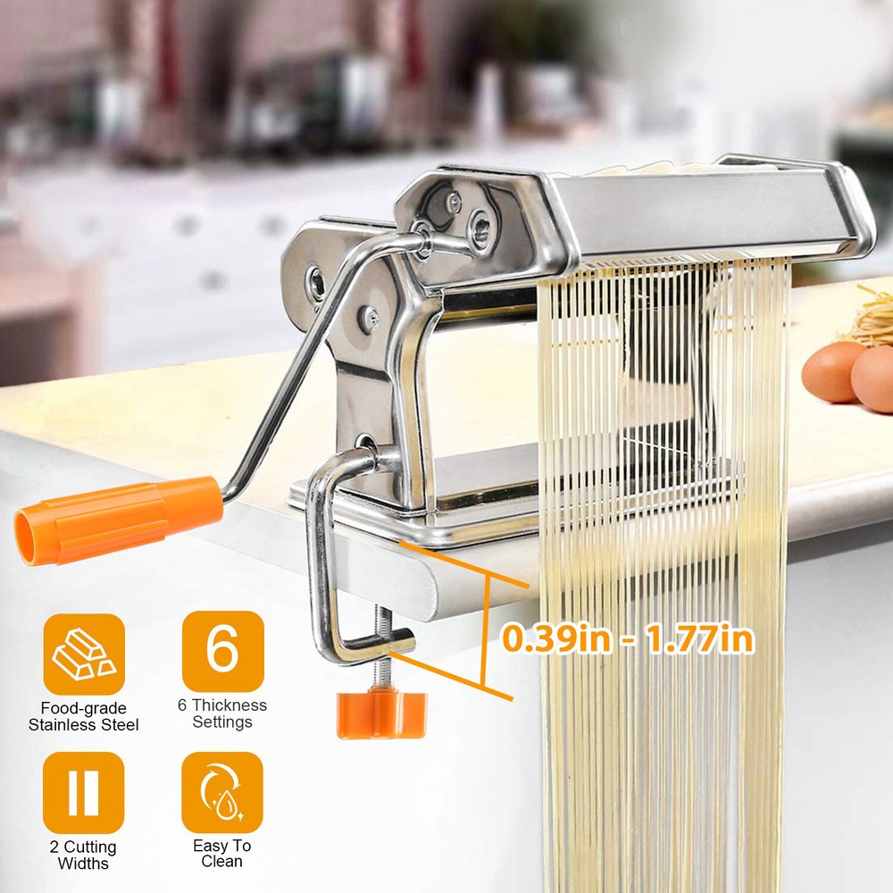 Pasta Maker Machine 6 Adjustable Thickness Settings for Spaghetti Noodles Cutter