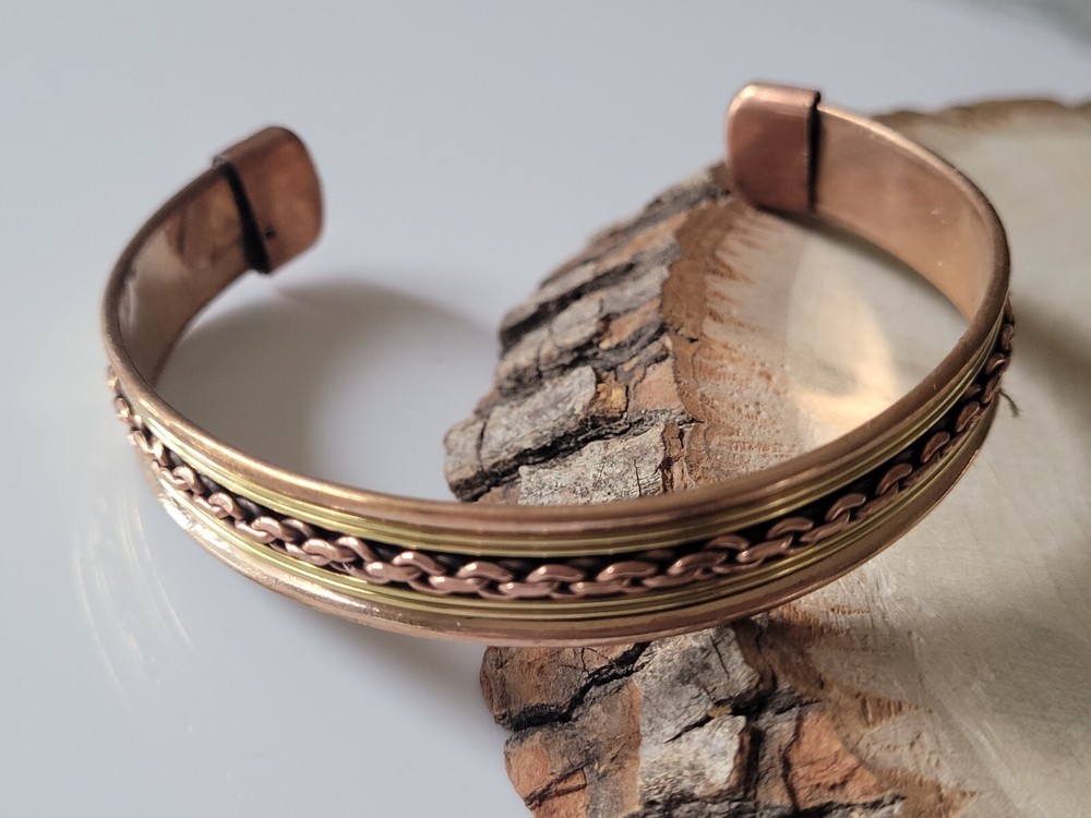 Pure Copper Bracelet Solid Copper Arthritis Pain Relief Cuff Bangle Copper Chain