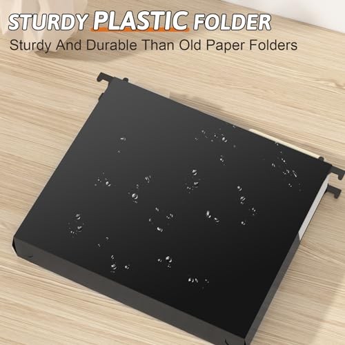 Plastic Extra Capacity Hanging File Folder Letter Size, 12 Pack Black