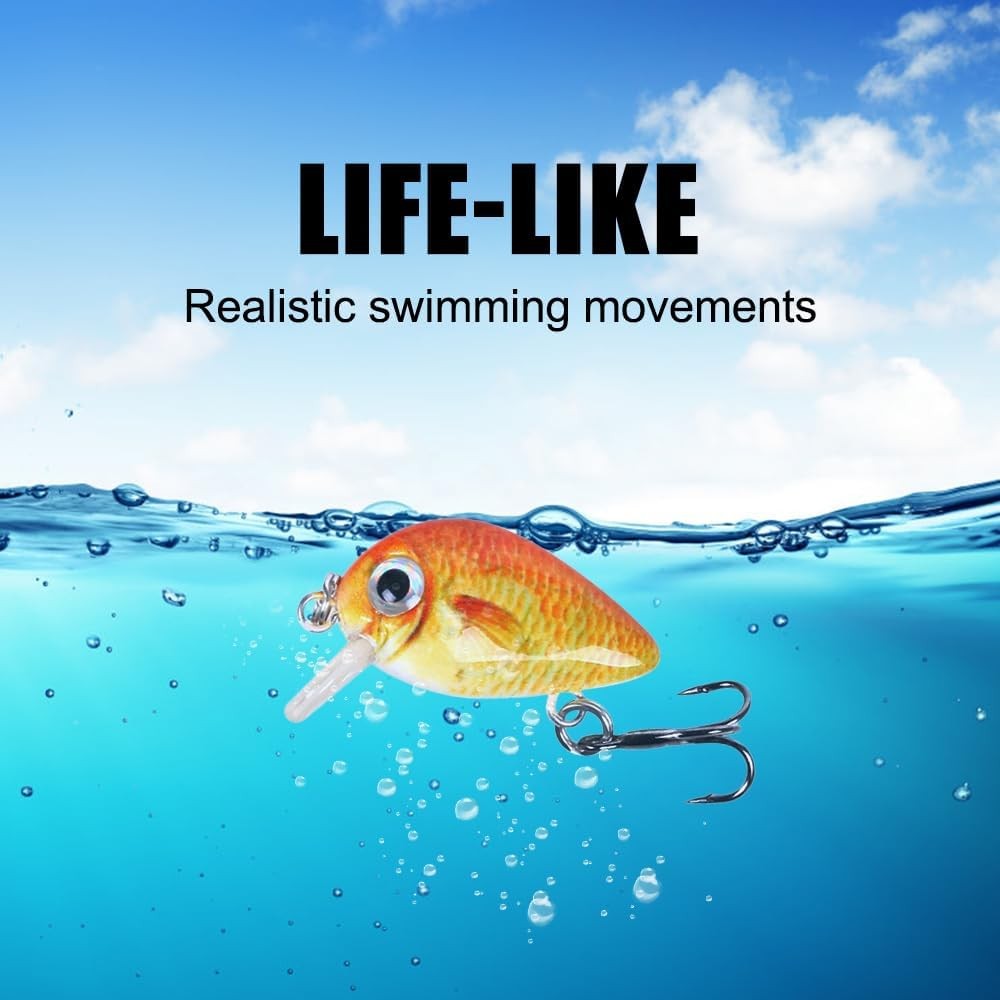 Fishing Lures, ABS Bait Kit Mini Artificial Fish Baits for Small