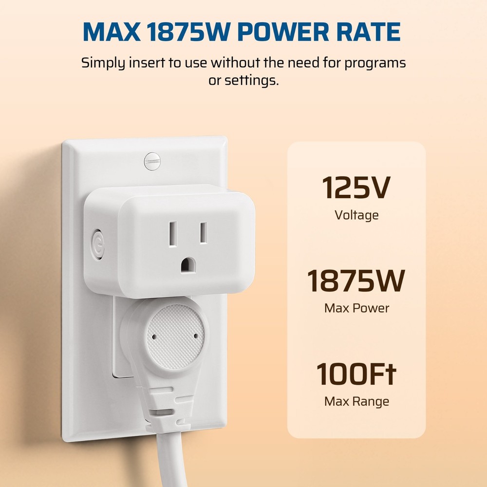Wireless Remote Control Outlet, Light Switch, 100FT Range,1 Remote and 3 Outlets
